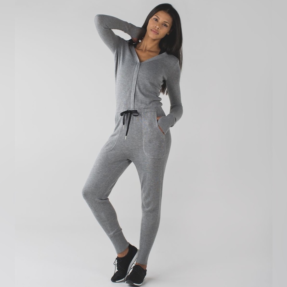 Lululemon Bundle Up Ur Bundas Onesie Heathered Medium Grey Sweater One Piece